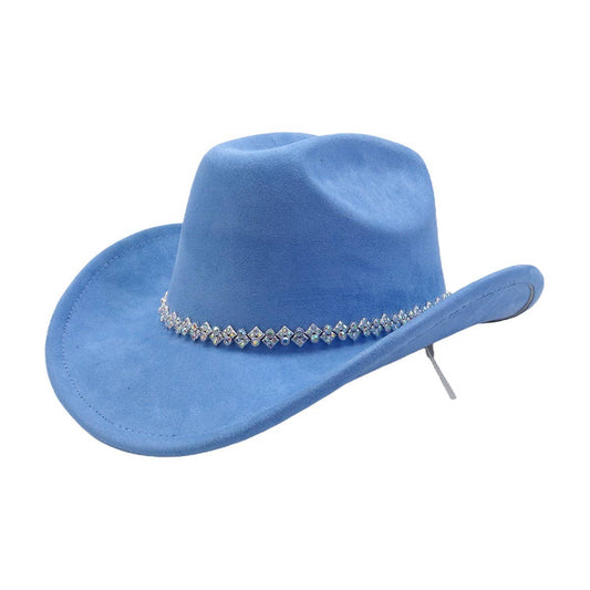 Unisex Suede Western Cowboy Jazz Fedora Hat_CWAH04422