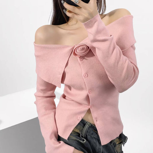 SOFT THREE-DIMENSIONAL FLOWER SLIMMING TOP