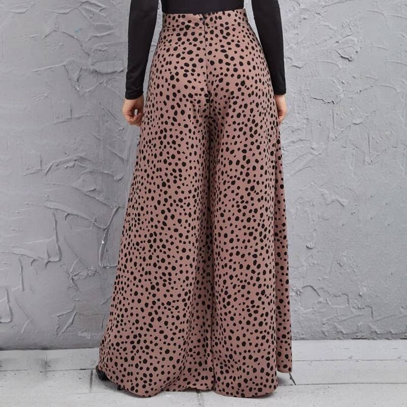 HIGH-WAISTED LEOPARD PRINT WIDE-LEG PANTS FLARED