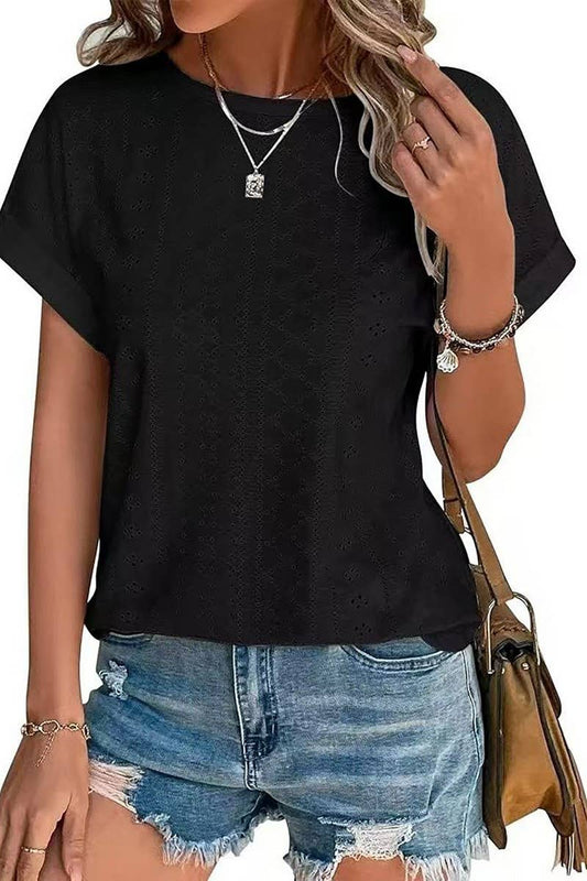 Cwtts1321_Summer New Round Neck Loose Short Sleeve T-Shirt