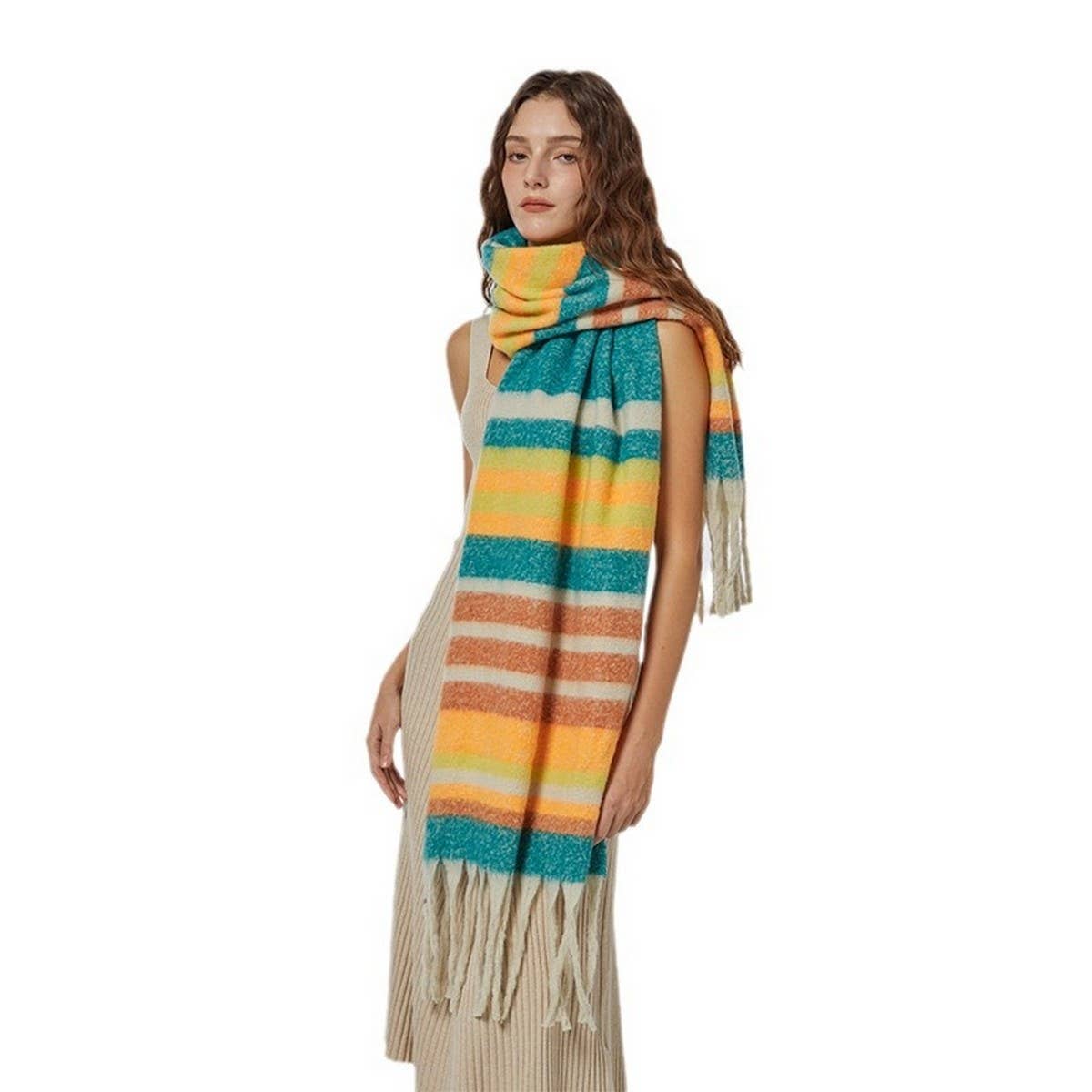 Stripe Scarf ??Cozy Faux Cashmere Winter Wrap_CWASC2359