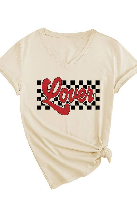 TEMPERAMENT TRACK PRINTED V NECK T SHIRT_CWTTS0712