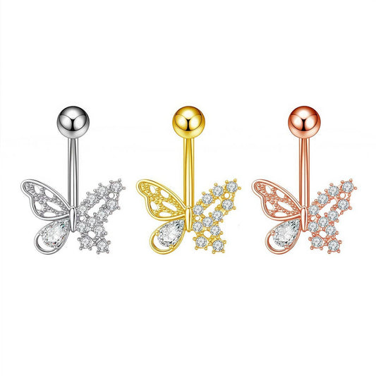 Butterfly CZ Belly Ring Copper Stainless Steel_CWMM9319