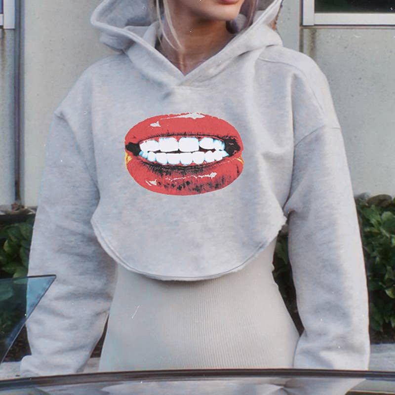 INDIVIDUAL PRINT LOOSE HOODED SHORT HOODIE