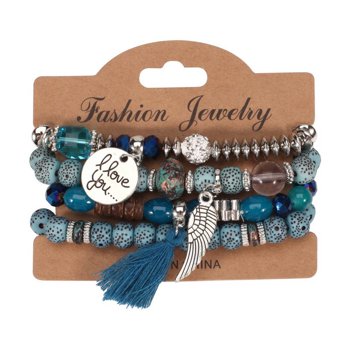 CWMM10449_BOHO WING CHARM MULTI LAYER BUDDHA BEAD BRACELET