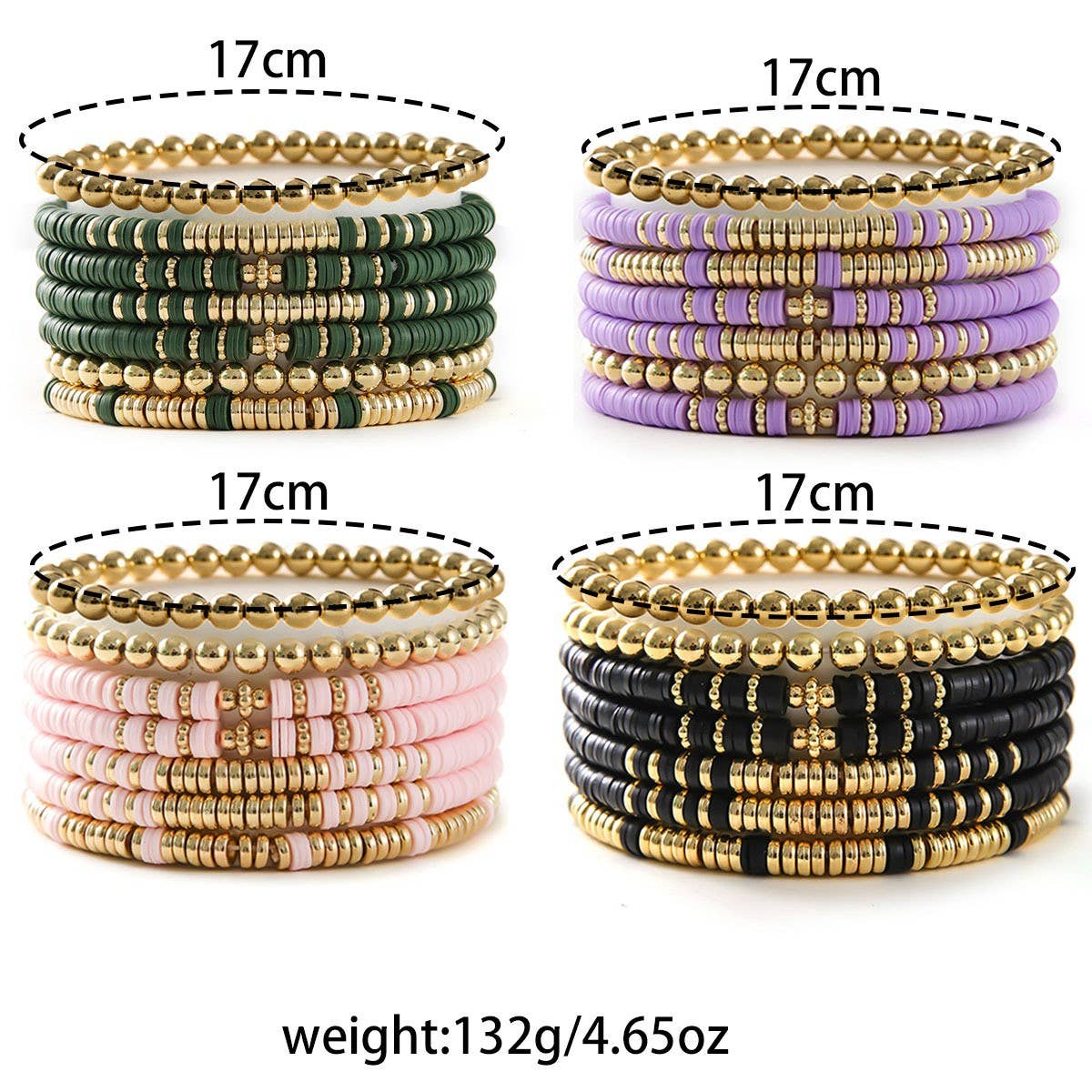 SIMPLE STACKED DISC BEAD BRACELET SET_CWMM3531