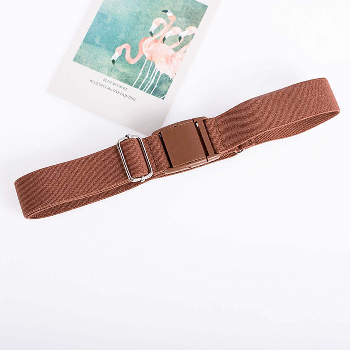 SOLID COLOR PLASTIC BUCKLE ELASTIC BELT_CWABE0681