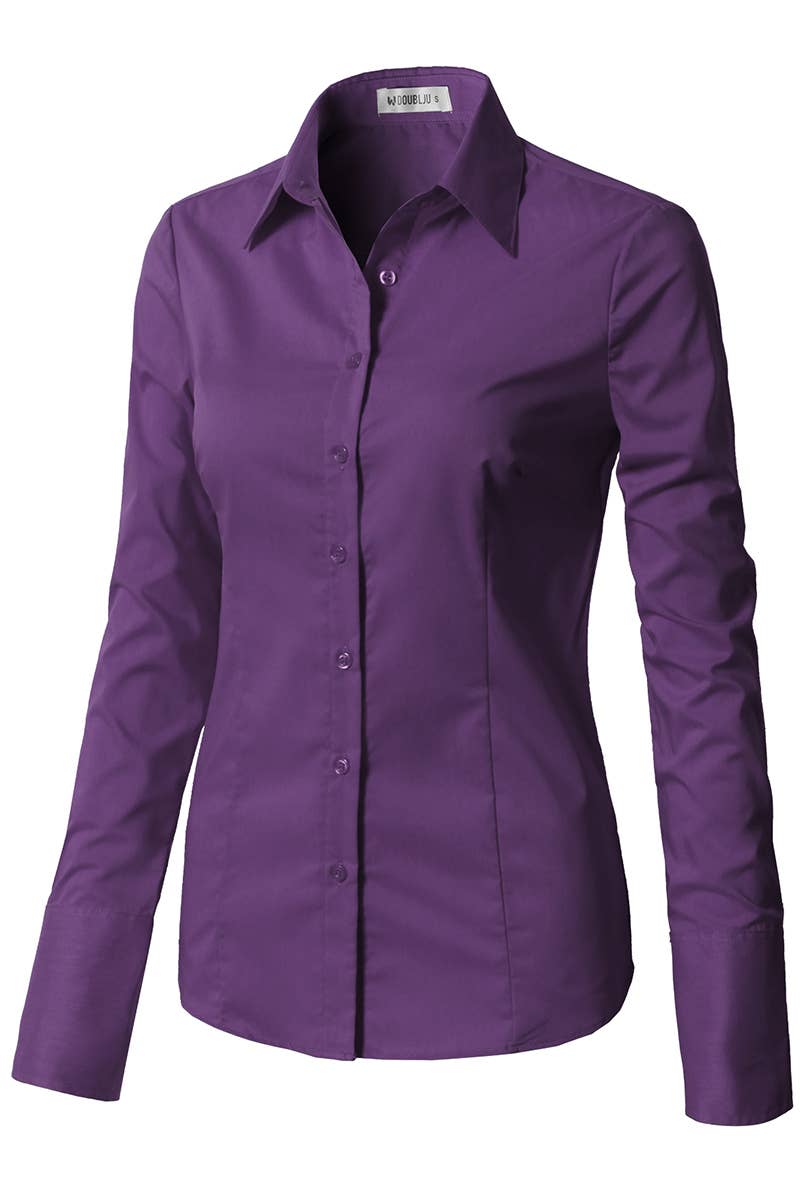 LADIES CASUAL LONG SLEEVE BUTTON UP SHIRT_CWTDSL027