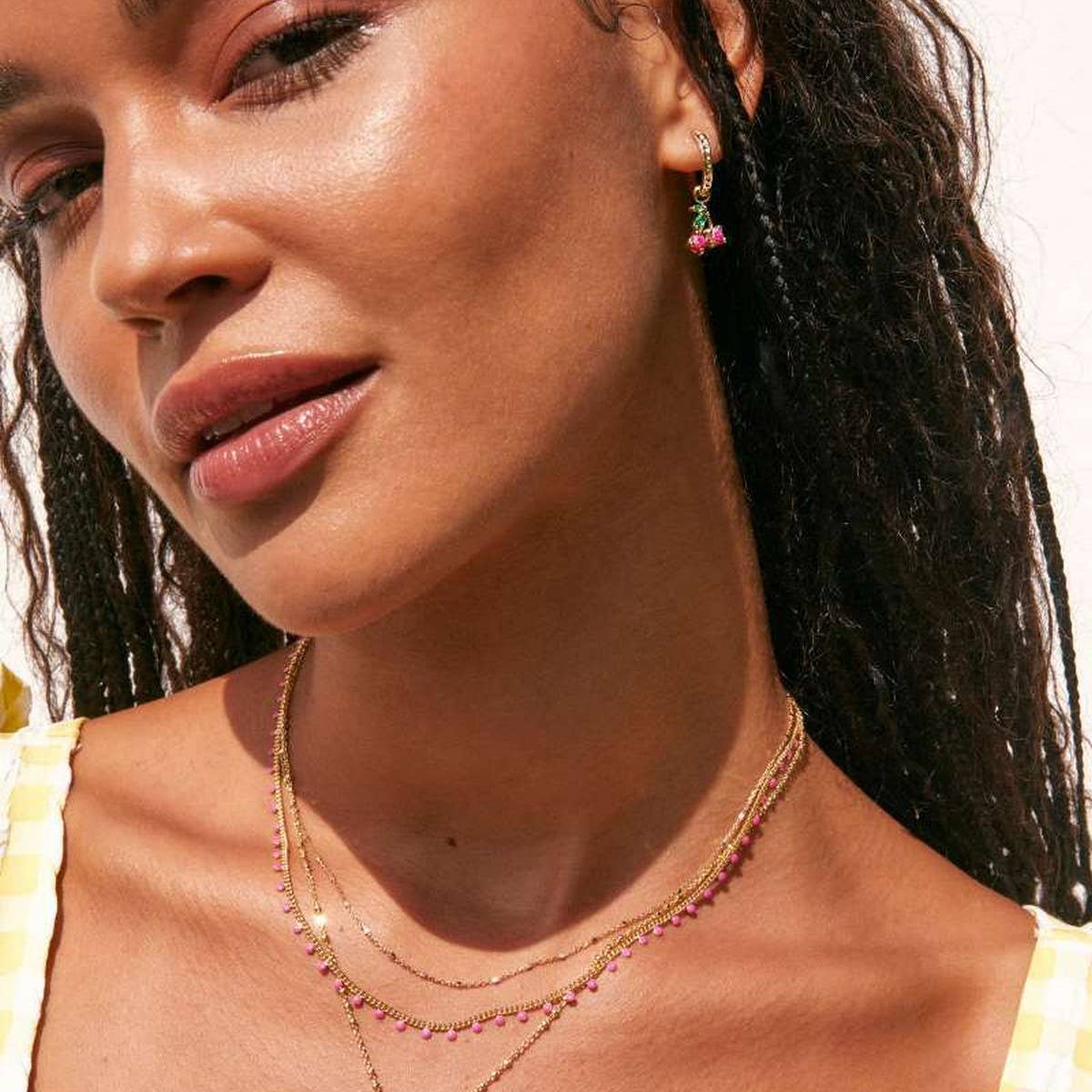 Simple fruit zircon clavicle necklace_CWMM5308