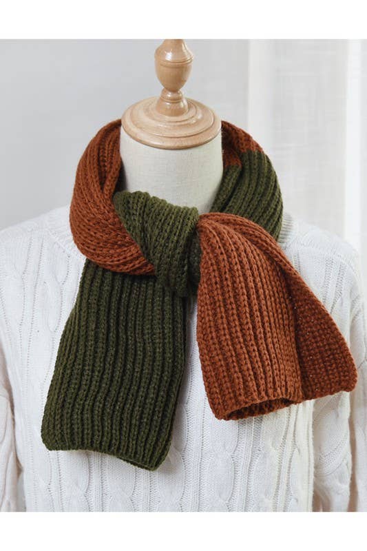 Yarn Knit Colorblock Scarf - Cozy Neck Wrap_CWASC0052