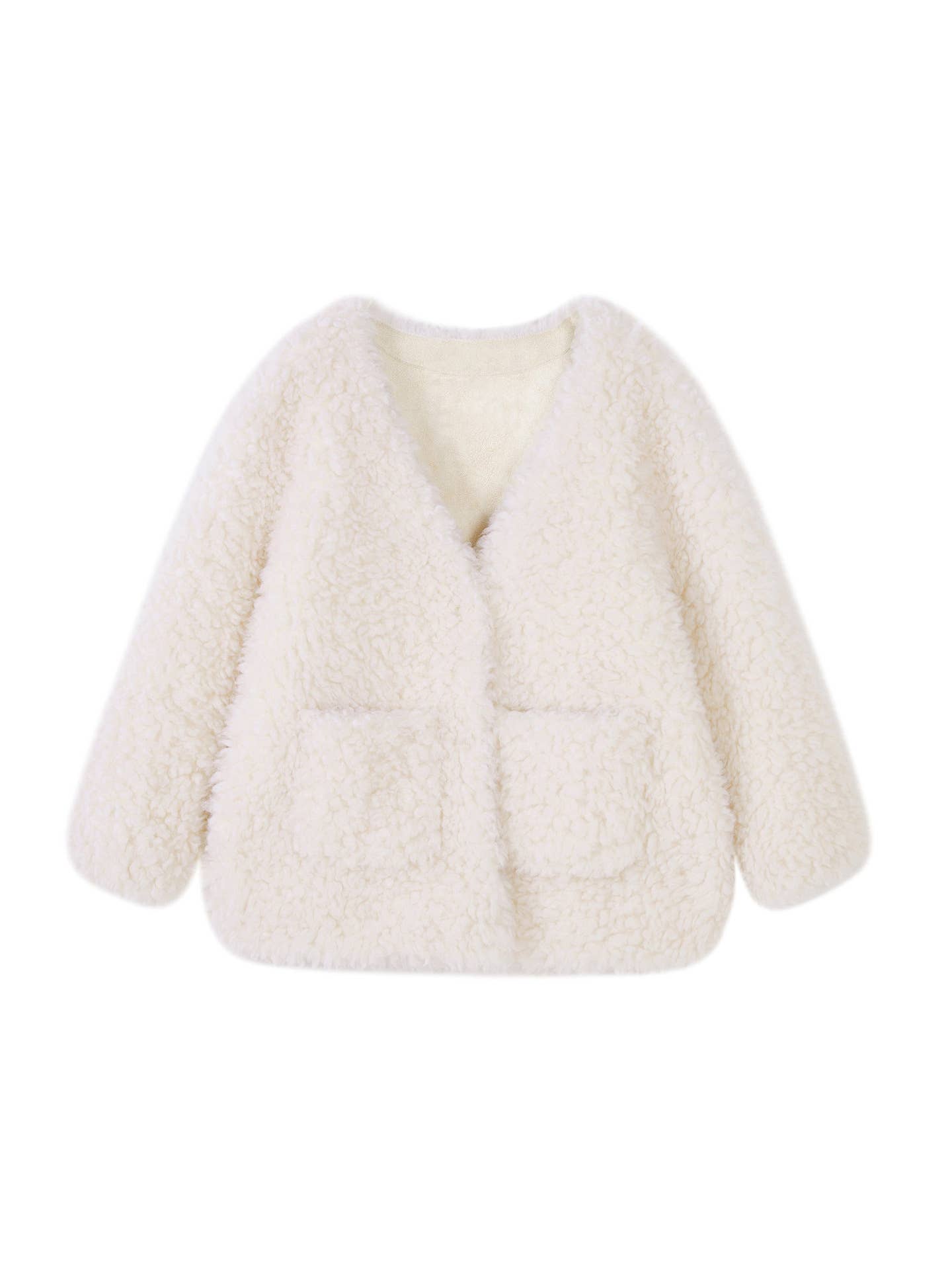 Lamb wool and velvet thickened coat