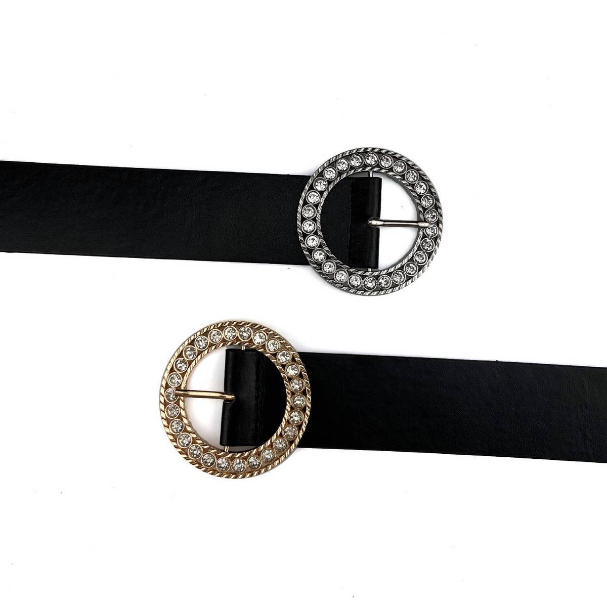 ROUND DIAMOND HOLLOW PIN BUCKLE BELT WITH DIAMOND_CWABE0689