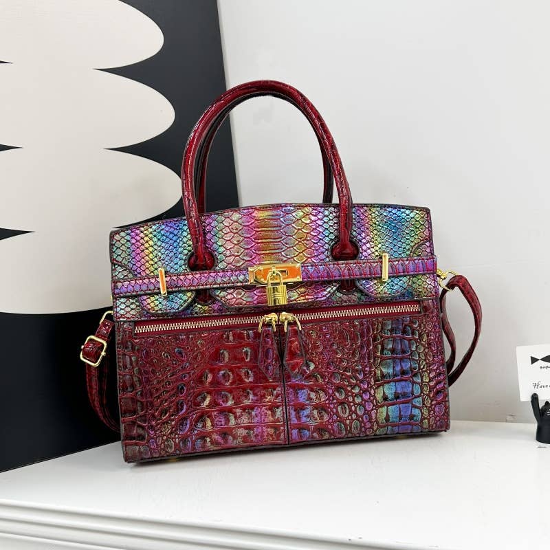 Stone-patterned large-capacity tote bag