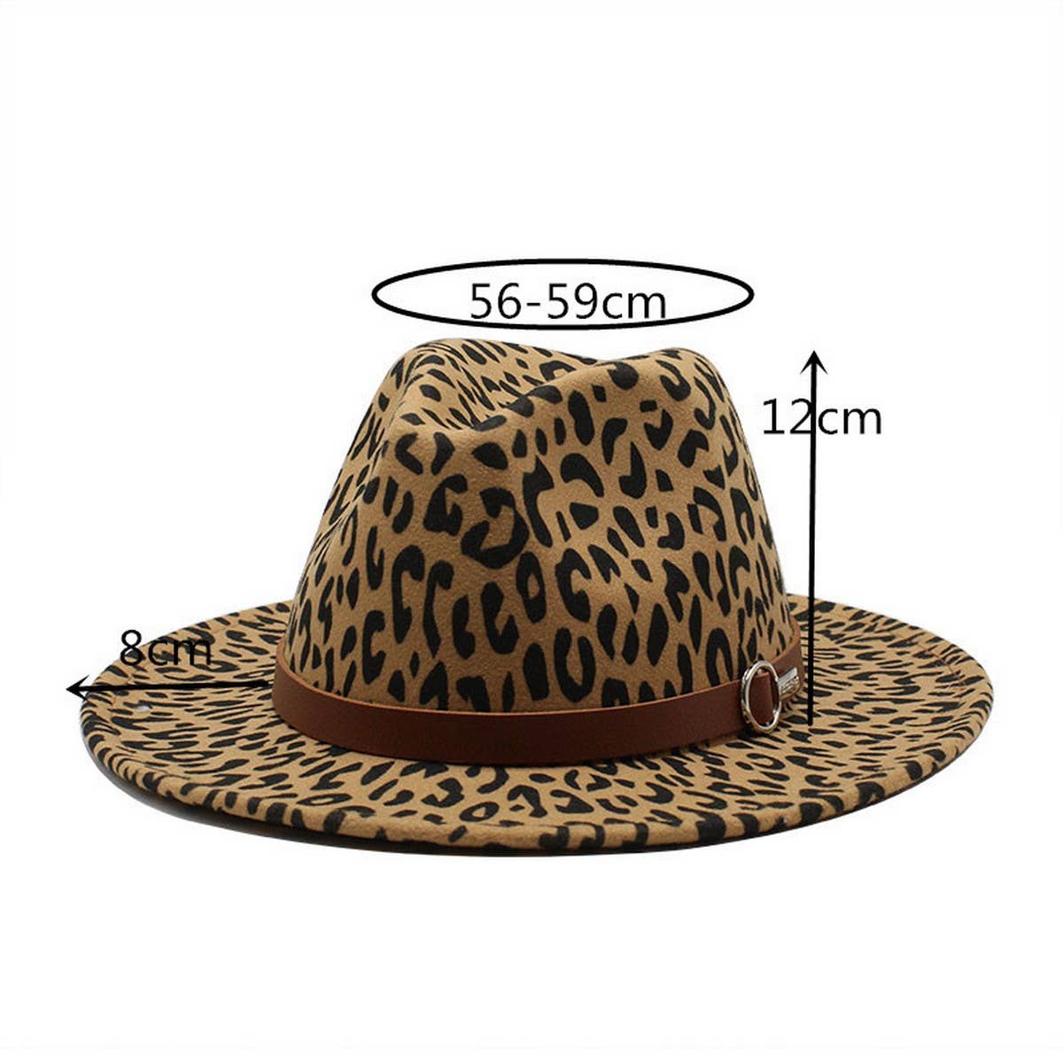 LEOPARD PRINT WOOLEN HAT JAZZ WIDE BRIM HAT_CWAH2547