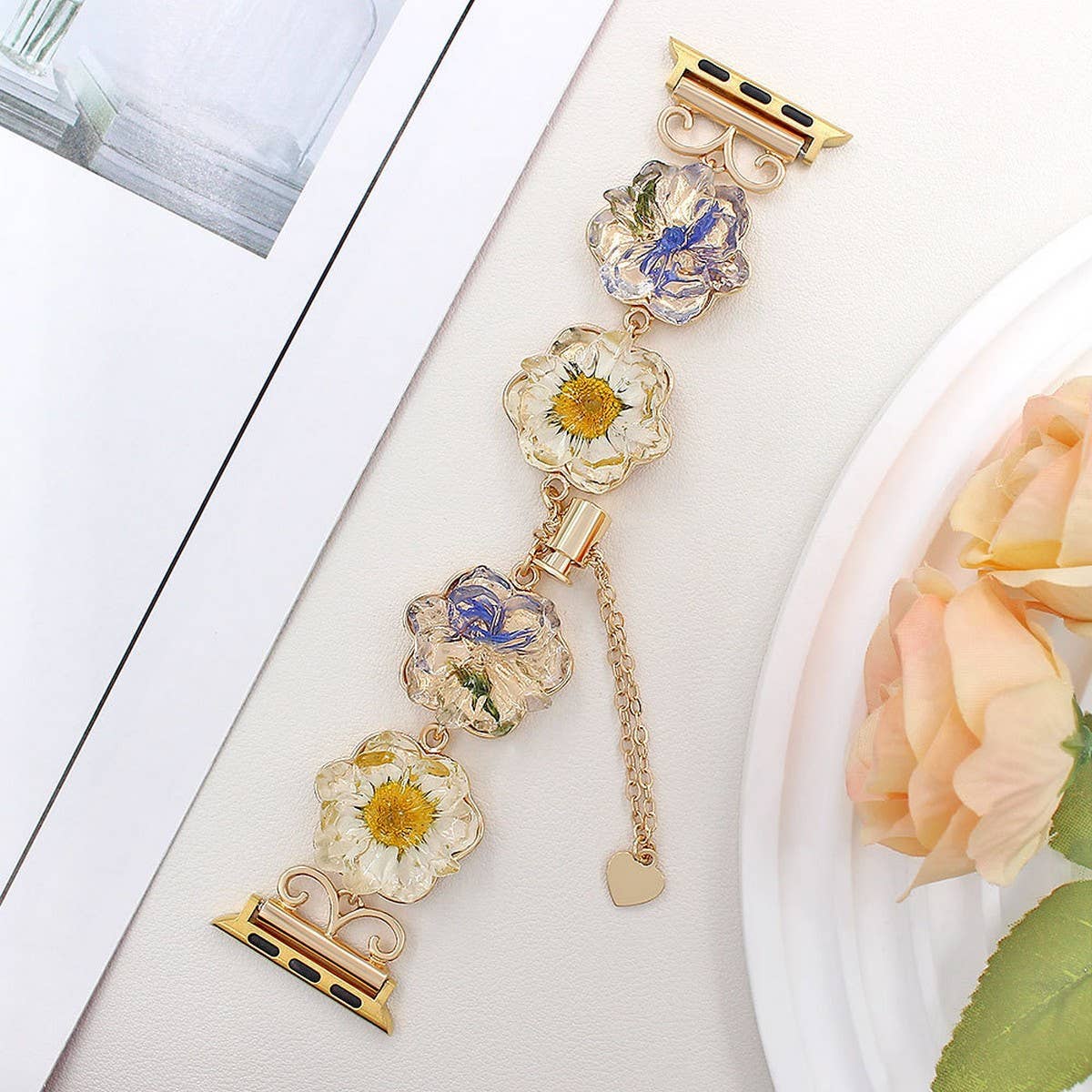 IWATCH8-1 TRANSPARENT DAISY DRIED FLOWER STRAP