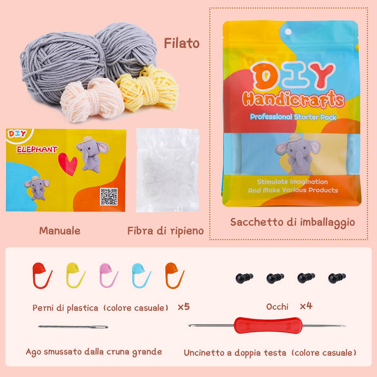 DECORATION ELEPHANT CROCHET MATERIAL PACK