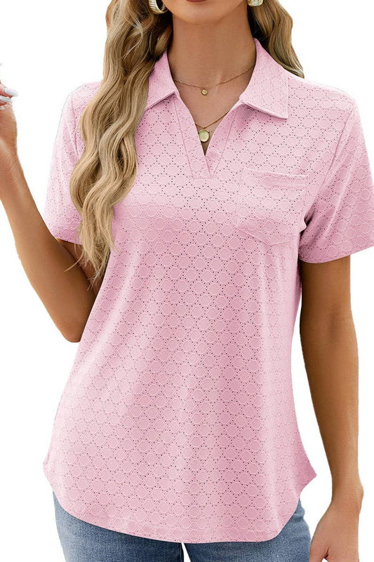 LAPEL POCKET PURE COLOR LEISURE T SHIRT_CWTSTS0189