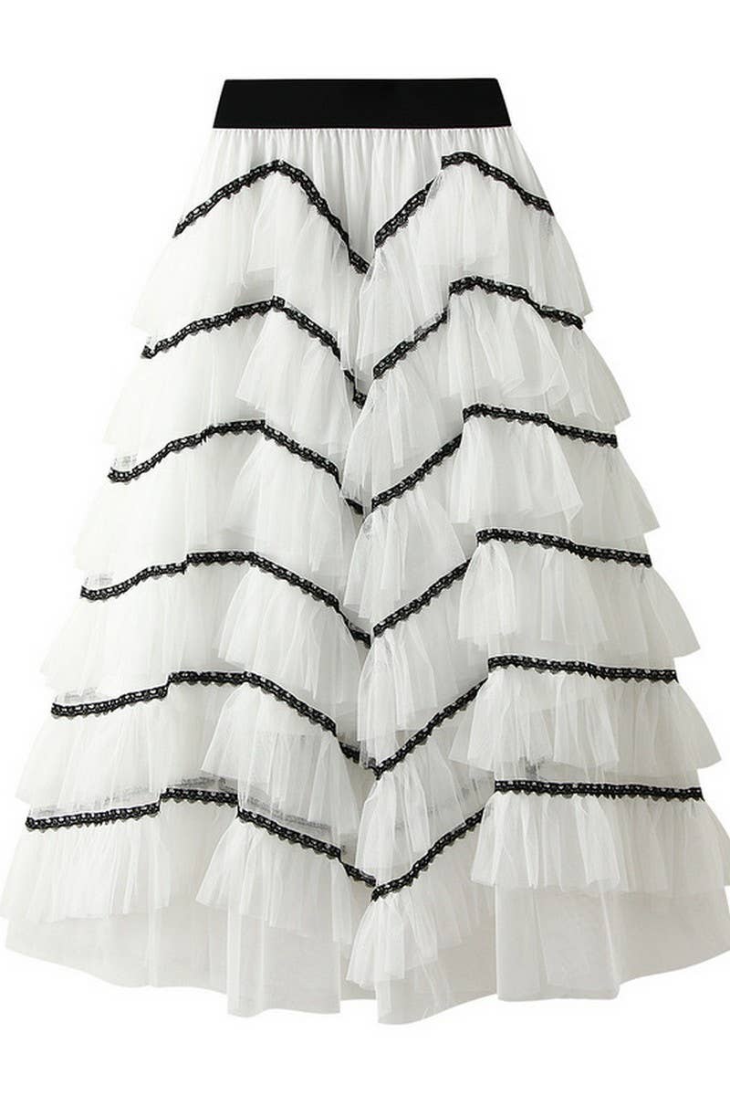CWBLS0523_LAYERED TULLE CAKE SKIRT WITH FLOWY A-LINE SHAPE