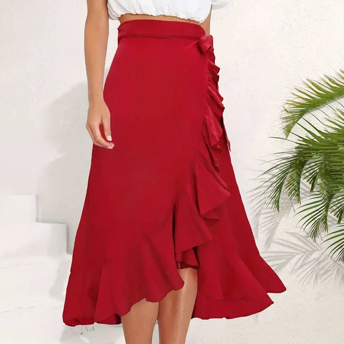 Lace flounder irregular skirt