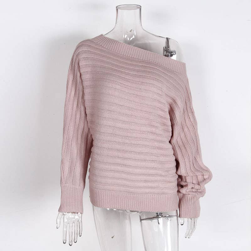 Three-dimensional stripe one-neck sweater