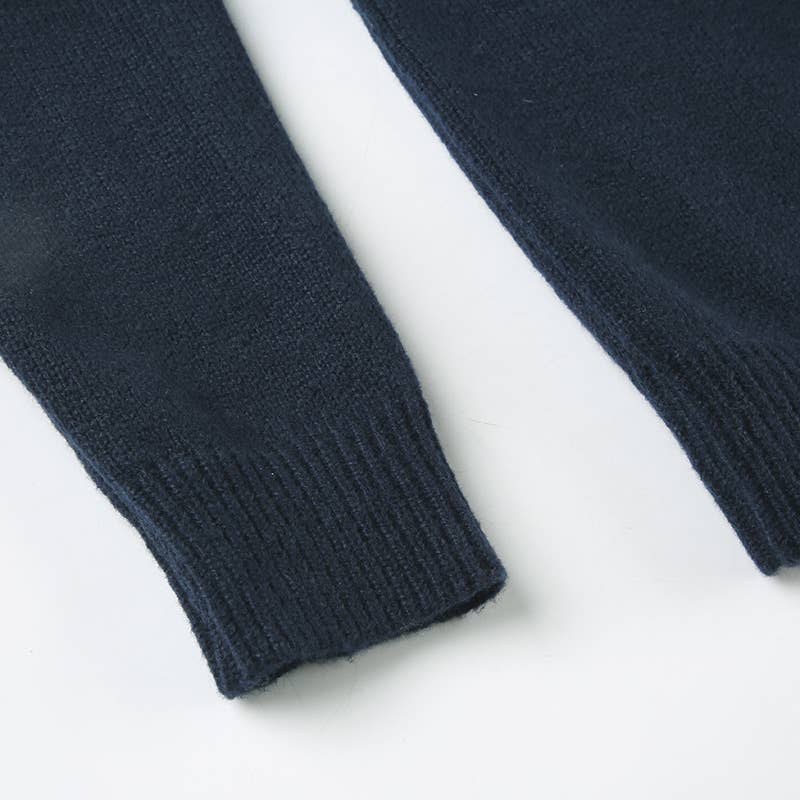 Simple and basic solid-color woolen cardigan