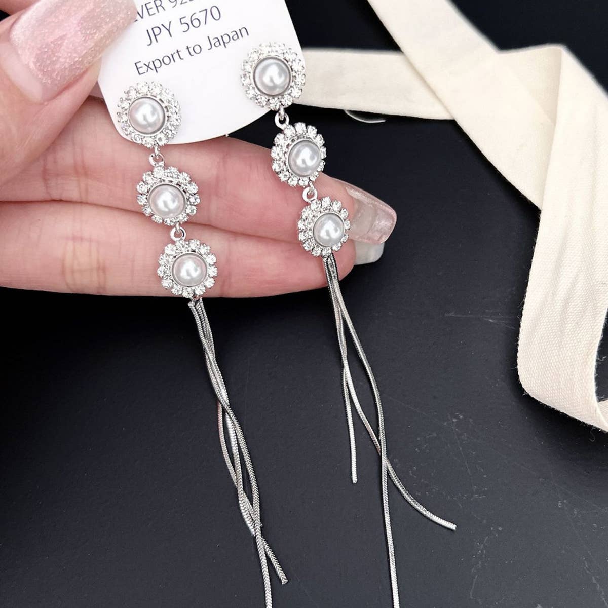 LIGHT LUXURY HIGH-END PEARL TASSEL STUD EARRINGS