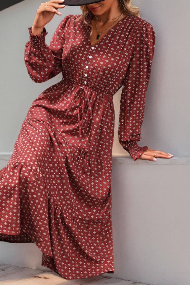 CWDMD4525_FASHIONABLE LONG SLEEVE PRINTED AUTUMN DRESS