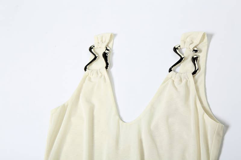 SEXY V-NECK HALTER SKIRT TEMPERAMENT MESH DRESS