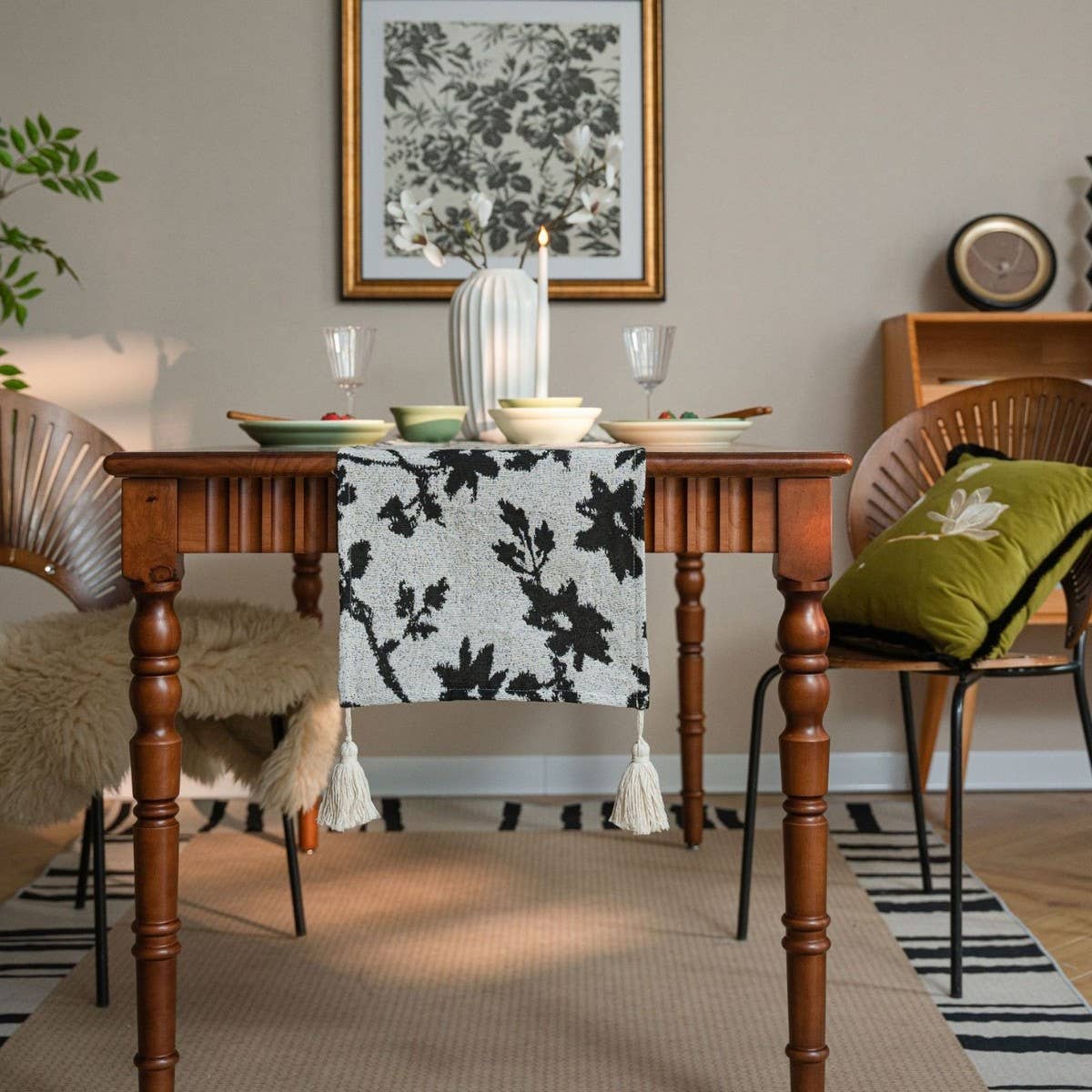 FLORAL FASHION CASUAL TASSEL TABLECLOTH