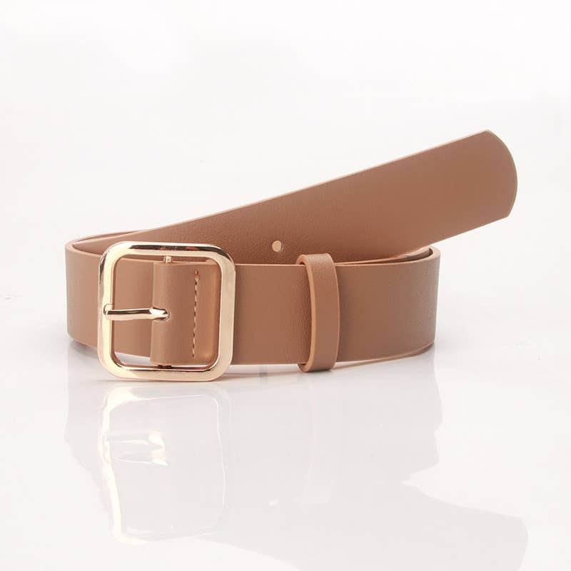 Retro versatile square buckle-top pu leather belt