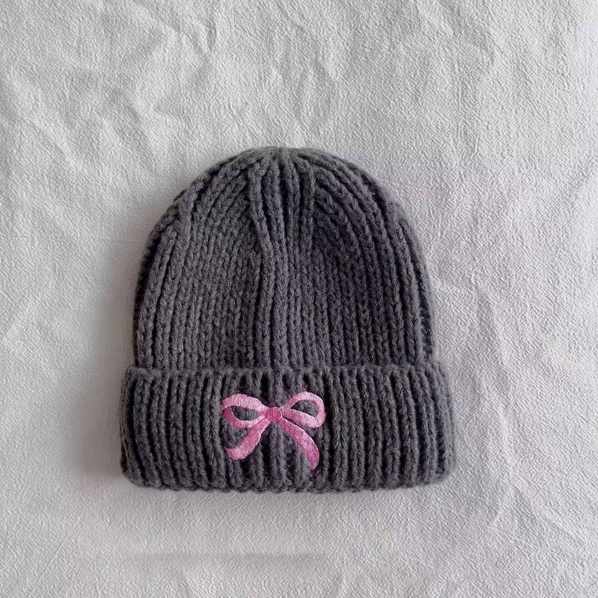 PERSONALIZED BOW CHILDREN'S WARM KNITTED HAT_CWAH2927