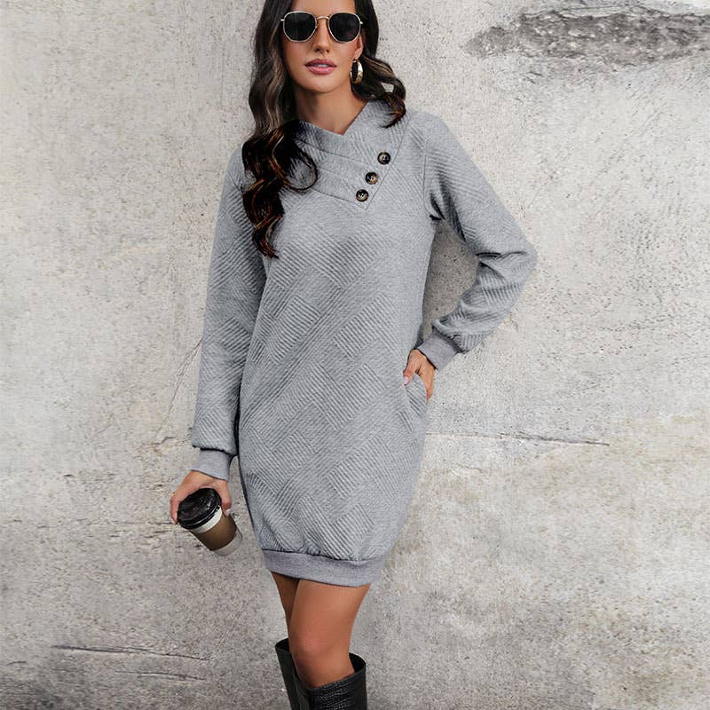 LONG SLEEVE SOLID COLOR SWEATDRESS