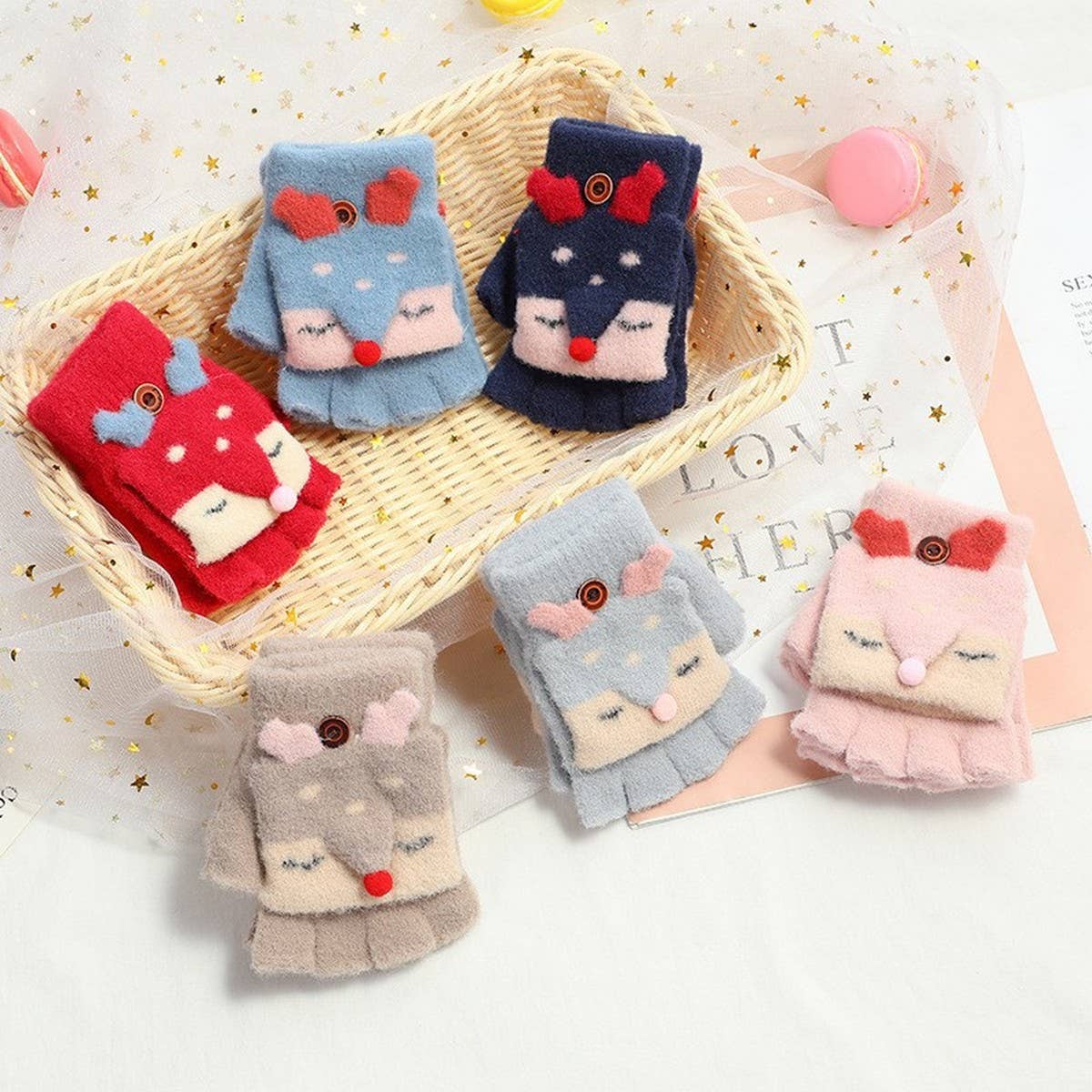 CHILDREN'S HALF-FINGER FLIP COVER WARM TOWER SKIN_CWAG0162