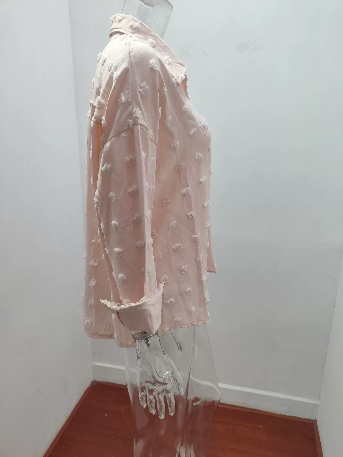 SOLID COLOR CHIFFON JACQUARD BREASTED SHIRT