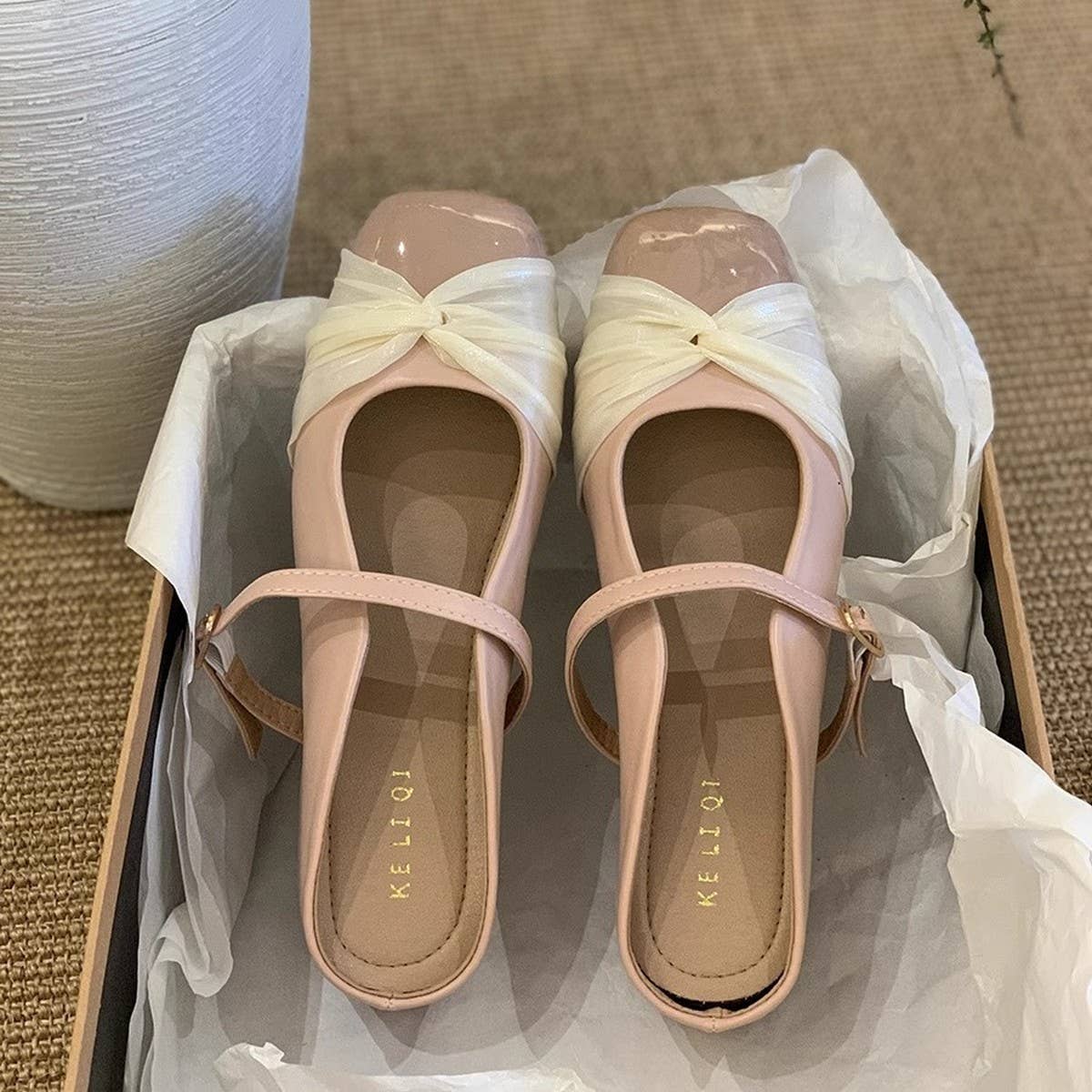 Pink Wedge Mary Jane Mules for Women_CWSHF0081