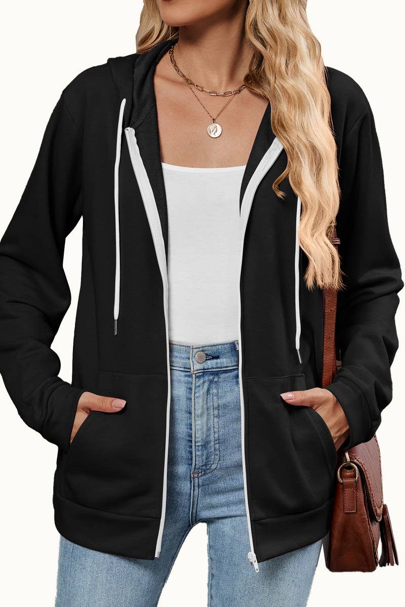 CWOCO00239_COLORBLOCK ZIP UP HOODED POCKET SWEATSHIRT