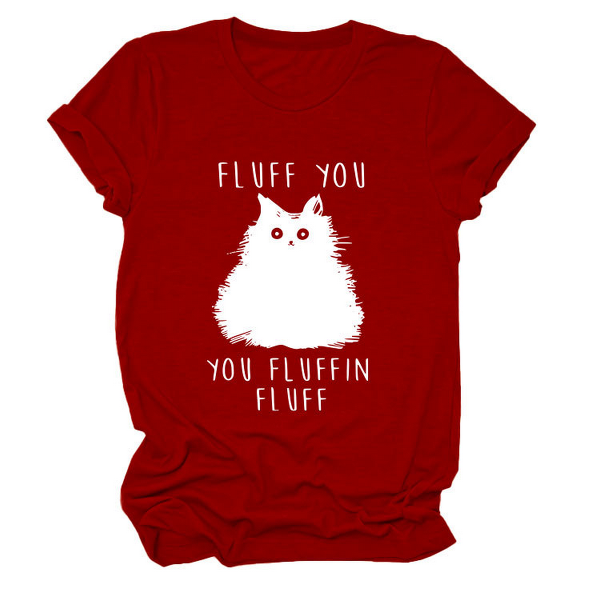 Women??¢s Graphic Tee ??Fluff You Cat Print_CWTTSL0510