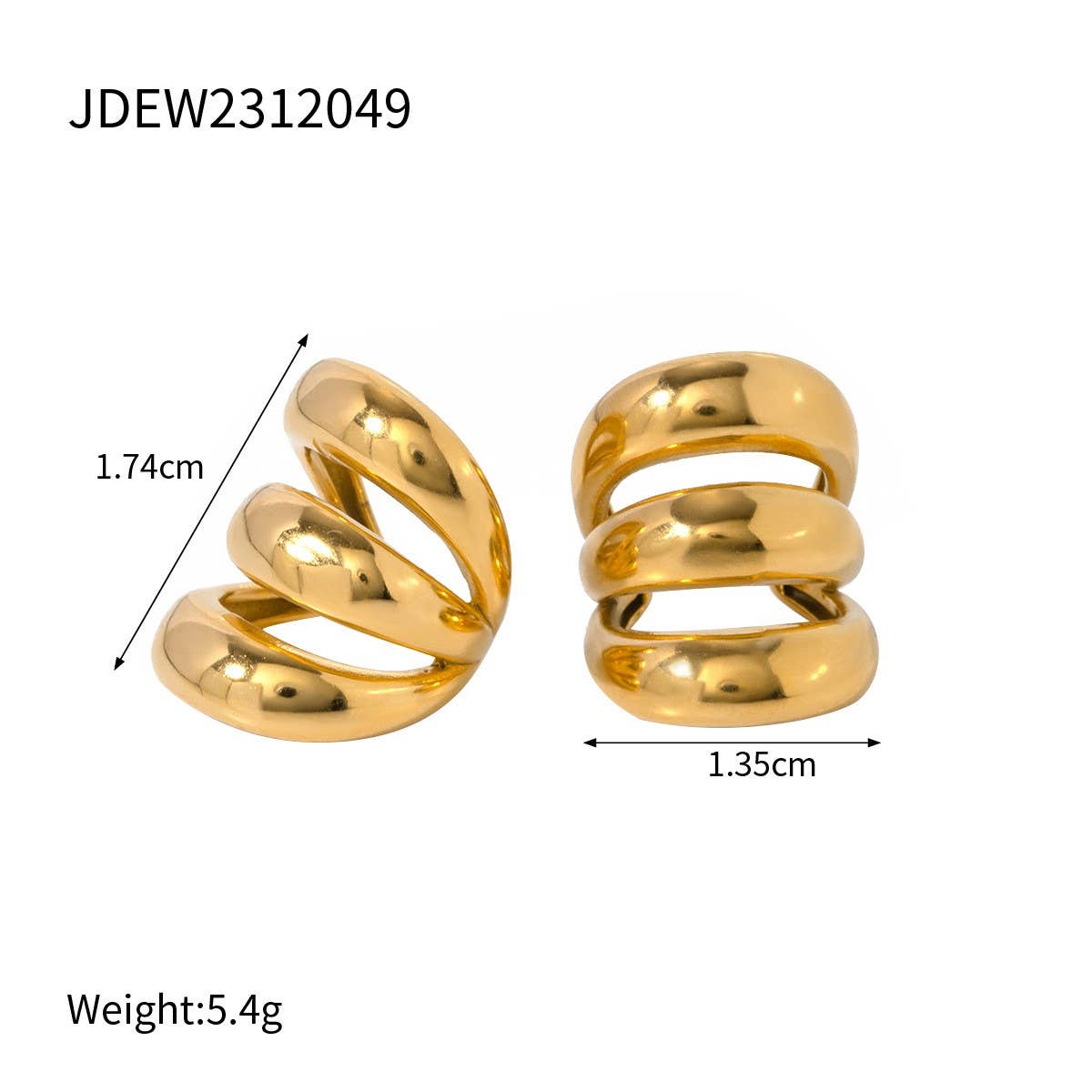 VERSATILE 18K GOLD STAINLESS STEEL EARRINGS