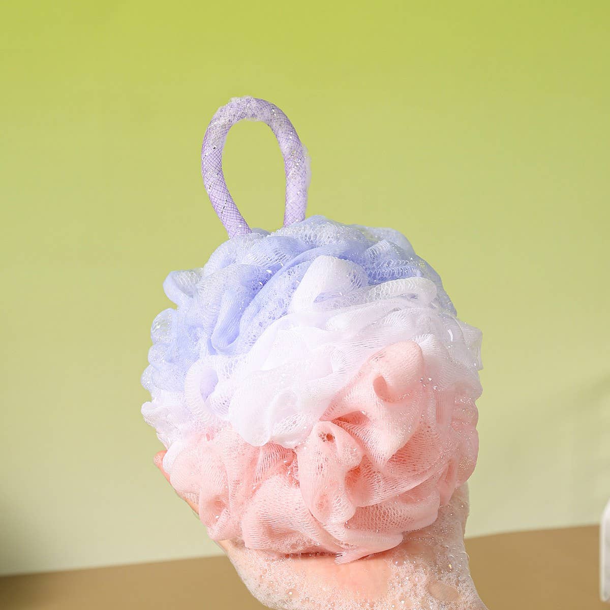 BATH POUF TRIO OF BATH FLOWERS FOAM BATH BALL_CWMM3369