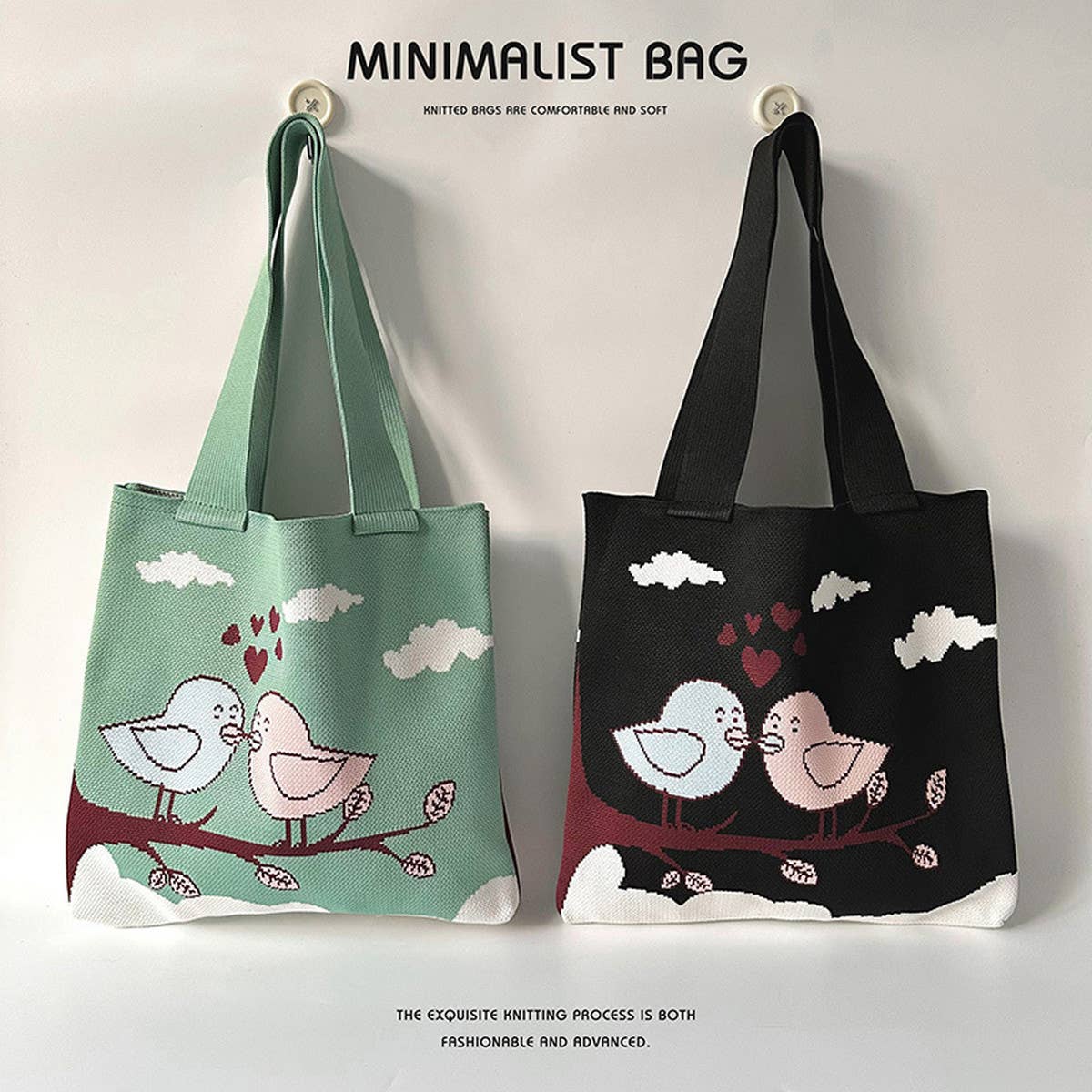 CARTOON BIRD KNITTED SHOULDER BAG HANDBAG_CWAB1540