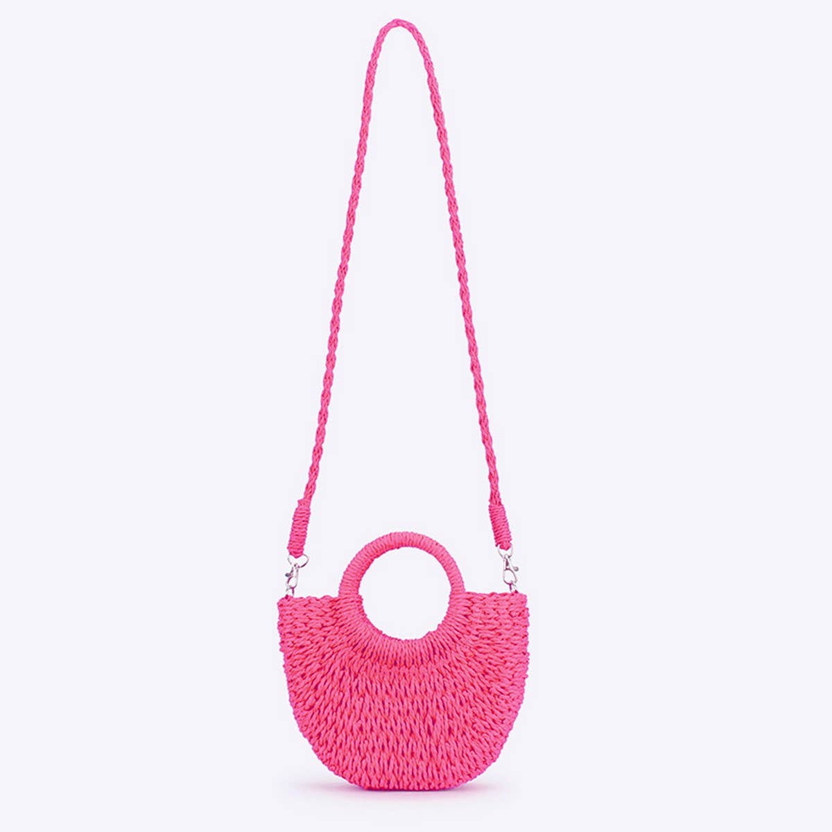 SOLID COLOR SEMI-CIRCLE HANDMADE STRAW BAG_CWAB4696