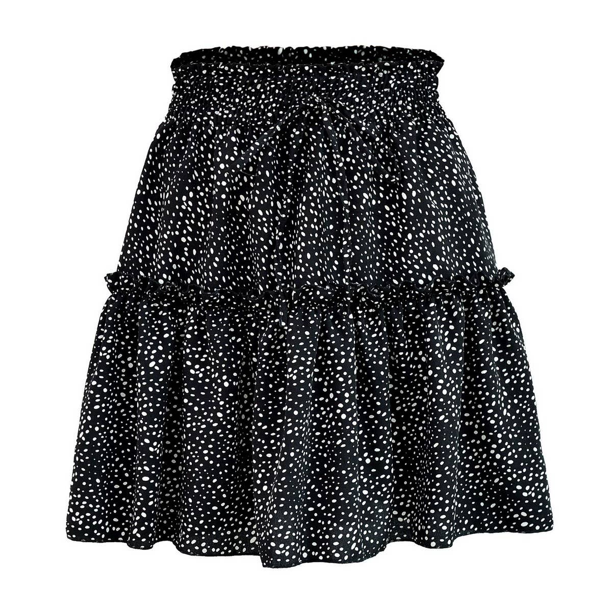 HIGH WAIST CHIFFON LONG SKIRT POLKA DOT SKIRT