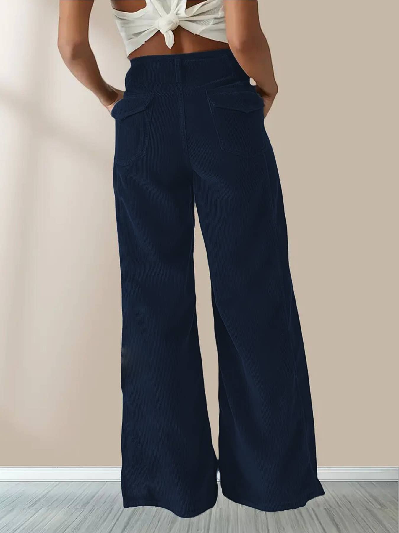 SLIM SLIM CASUAL STRAIGHT PANTS WITH HIGH WAIST