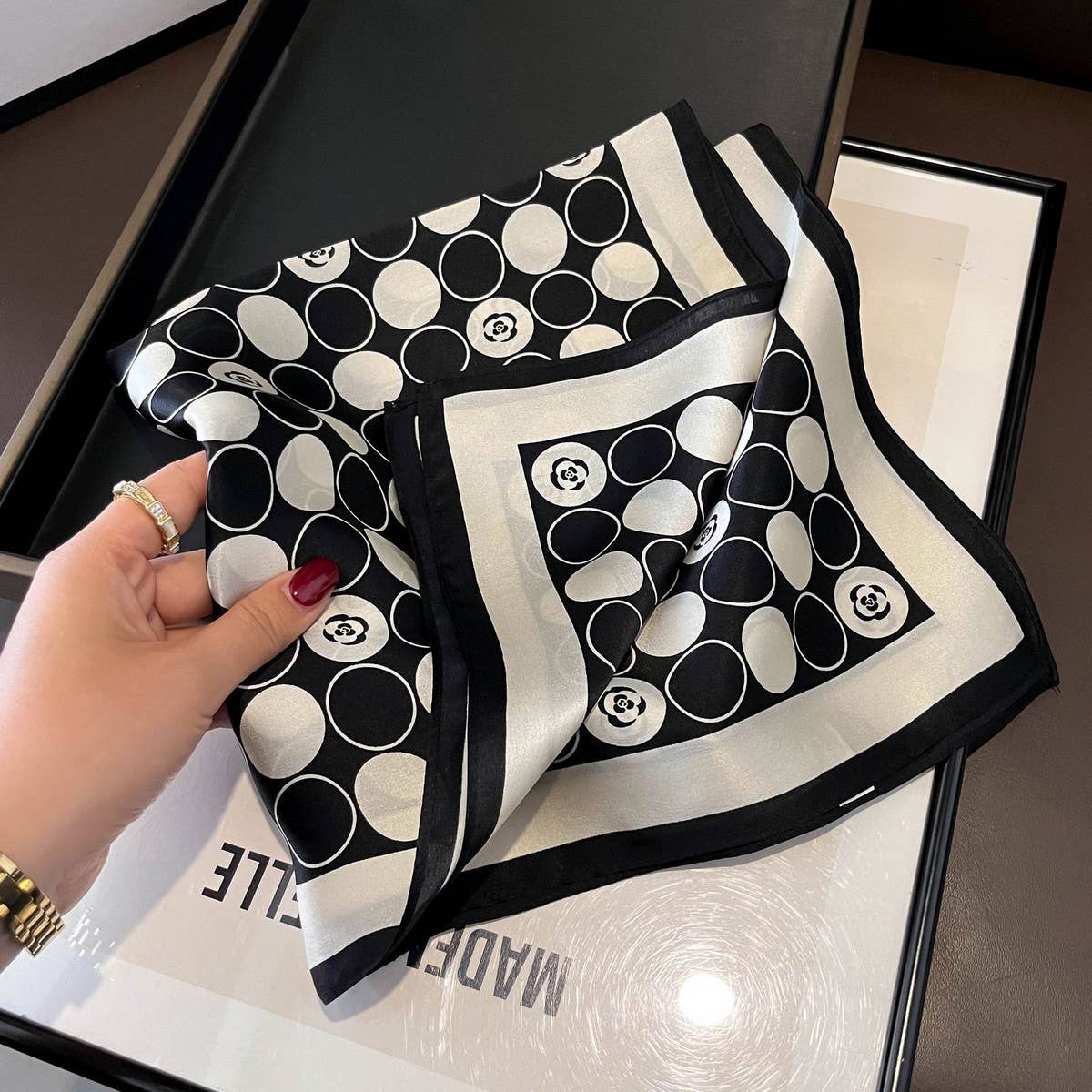 Silk Square Scarf ? 100% Mulberry, Chic Hair Tie