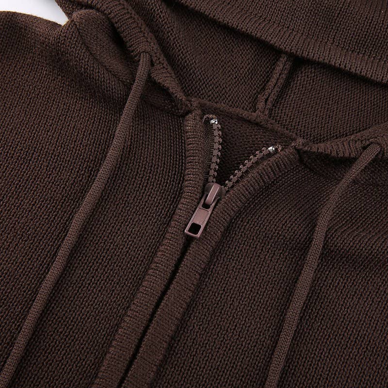 WARM HOODED ZIPPER SPORT ZIPPER CARDIGAN