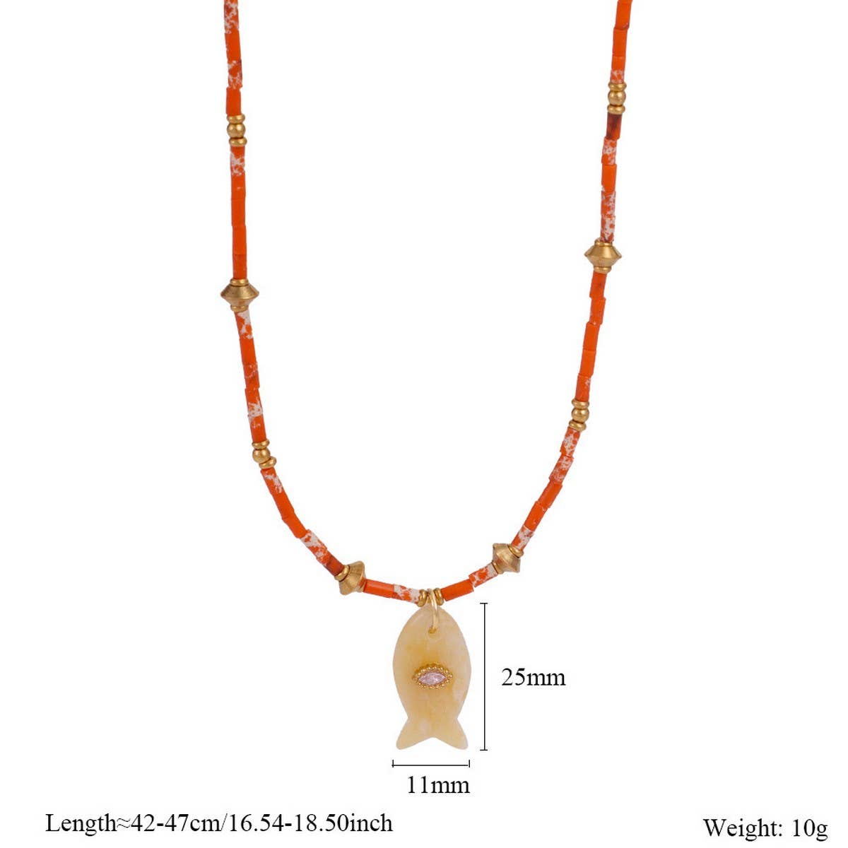 Animal Fish Necklace with Gem and Steel_CWMM7531