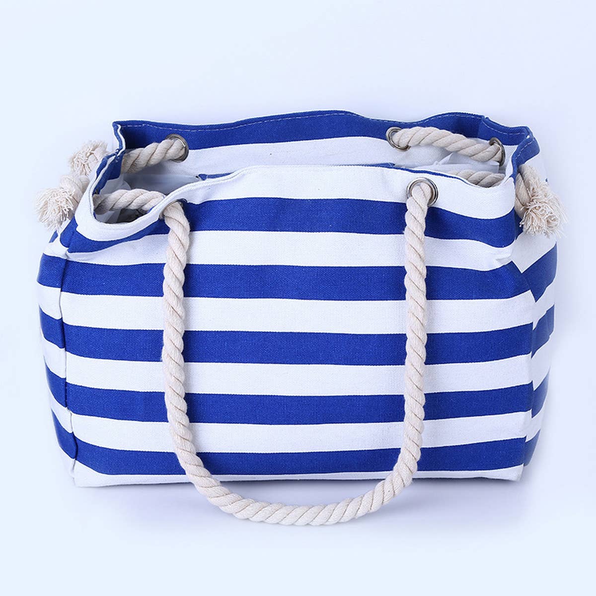LARGE CAPACITY TRAVEL STRIPED PORTABLE CANVAS BAG_CUAB0227