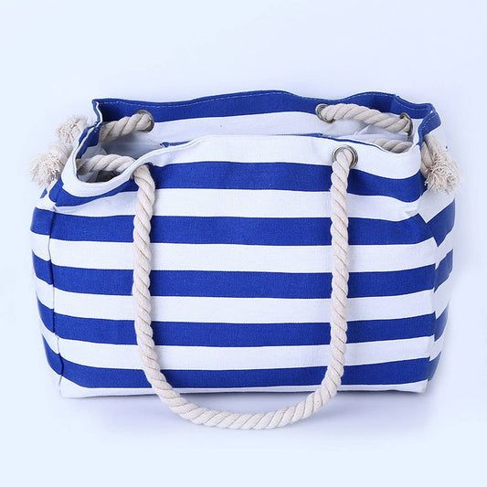 LARGE CAPACITY TRAVEL STRIPED PORTABLE CANVAS BAG_CUAB0227