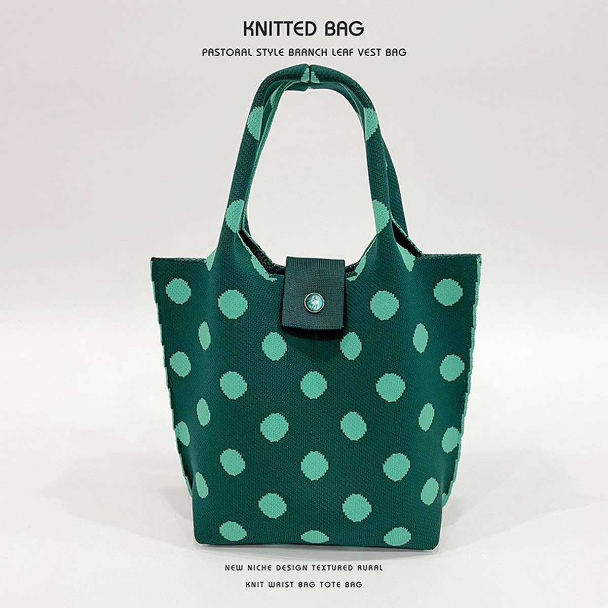 LARGE CAPACITY POLKA DOT KNITTED TOTE BAG_CWAB1541