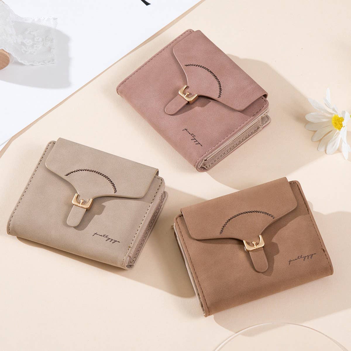 LADIES SHORT SIMPLE FOLDING COIN PURSE_CWAB2332